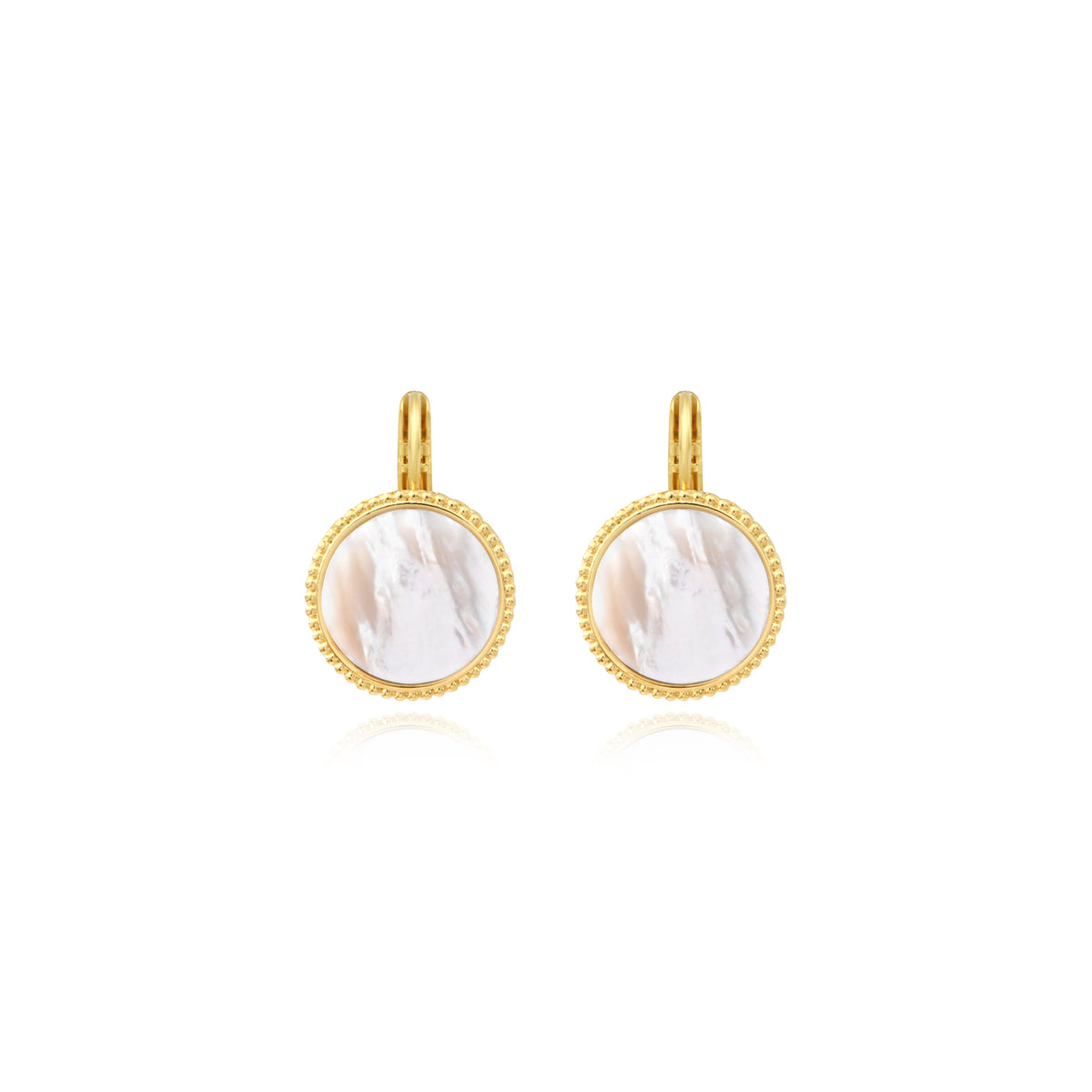 Ashanti Round Sleeper Earrings In Mother-Of-Pearl – White