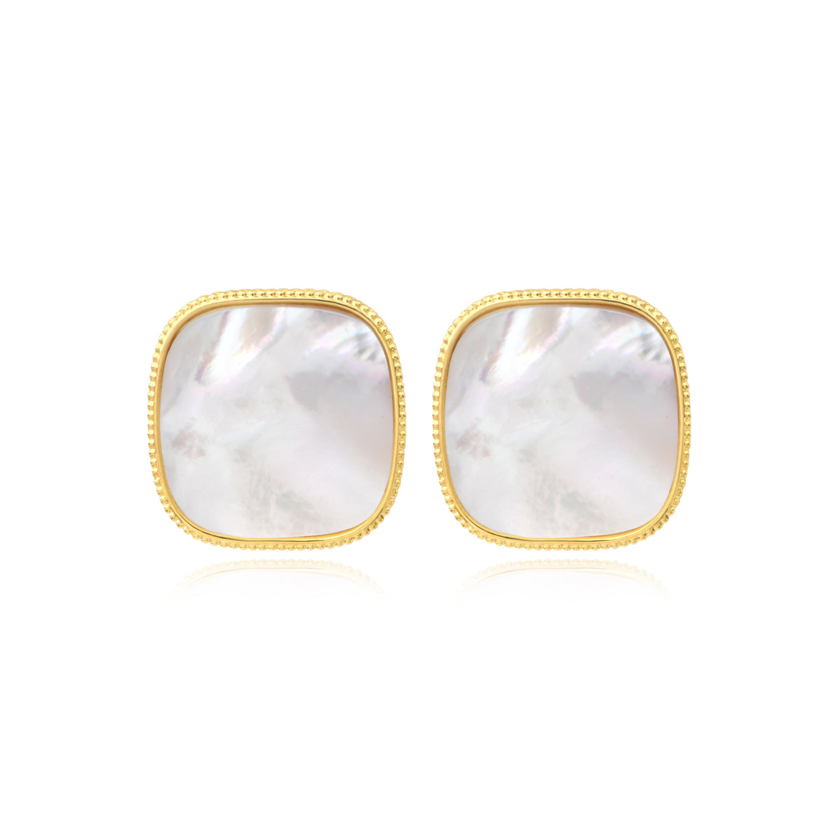 Ashanti Square Clip Earrings In Mother-Of-Pearl – White