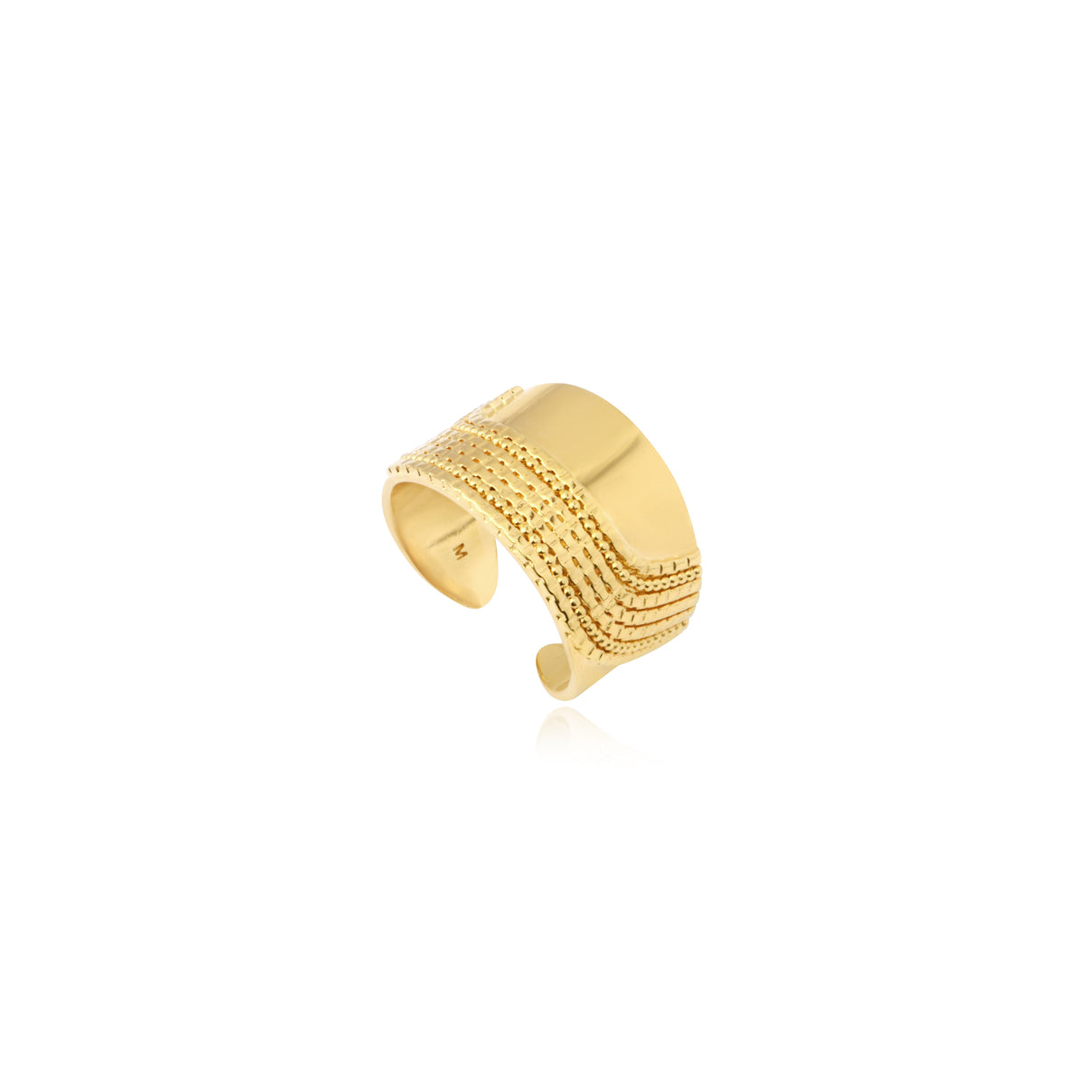Ashanti Wide Adjustable Ring In Metal – Gold – Size M