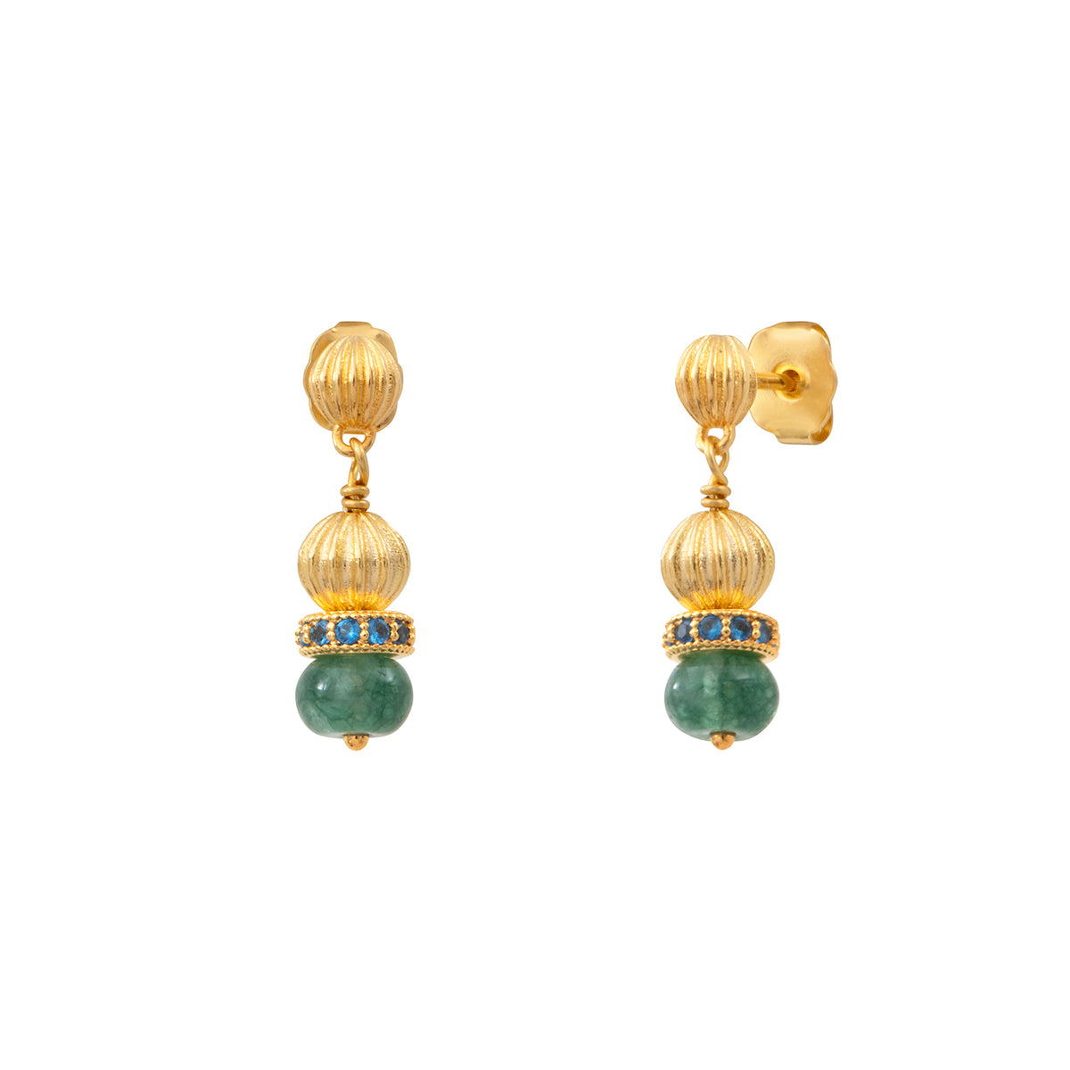 Avola Small Drop Earrings with Stud fastening in Blue