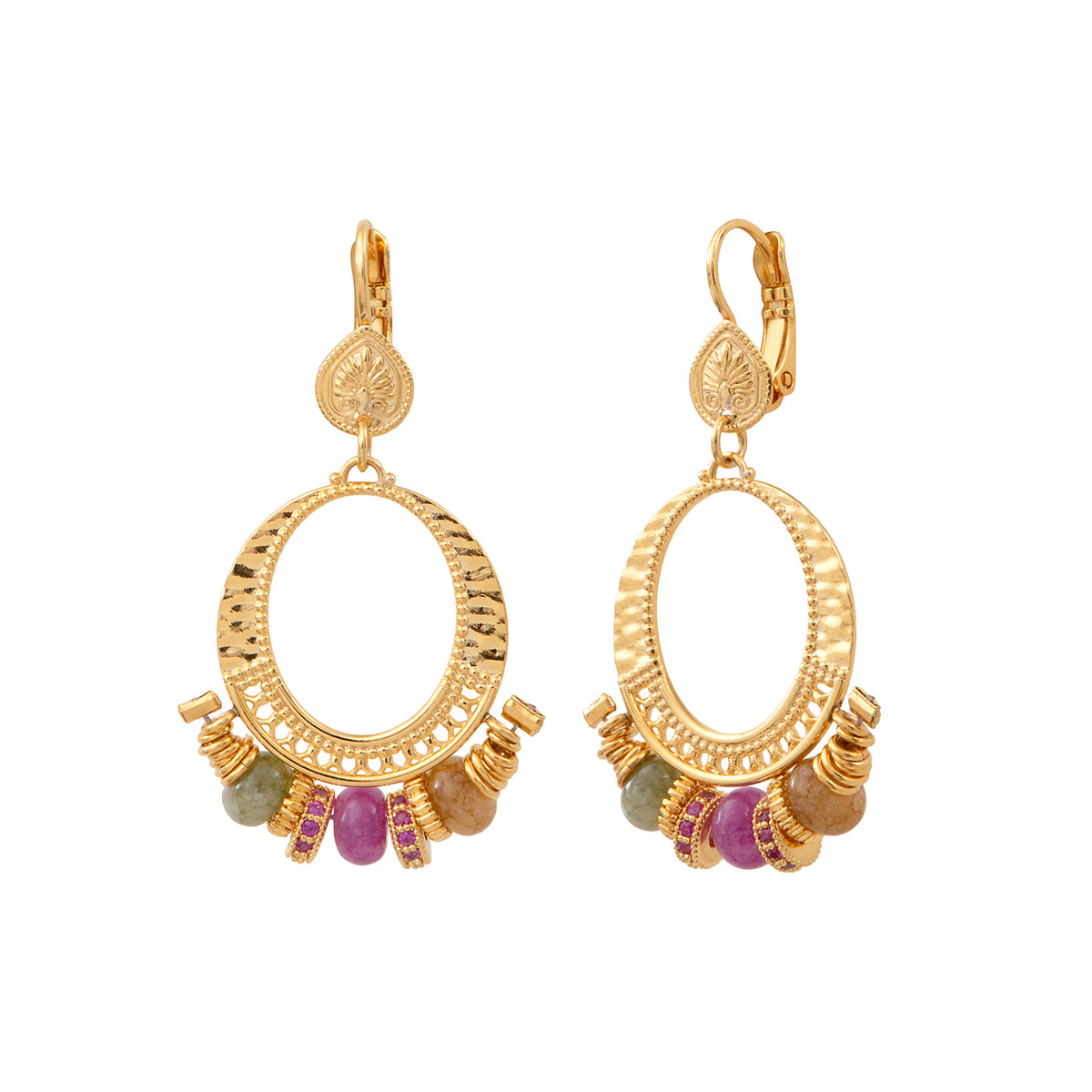 Avola Gold-plated Multi-Color Earings with Hoop fastening