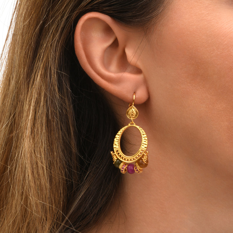 Avola Gold-plated Multi-Color Earings with Hoop fastening