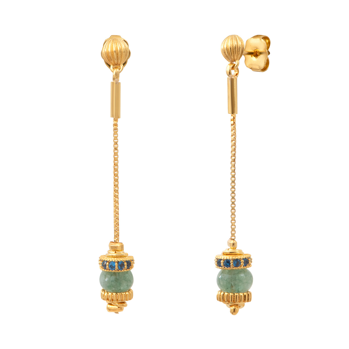 Avola Long Dangly Earring with Stud Fastening in Blue