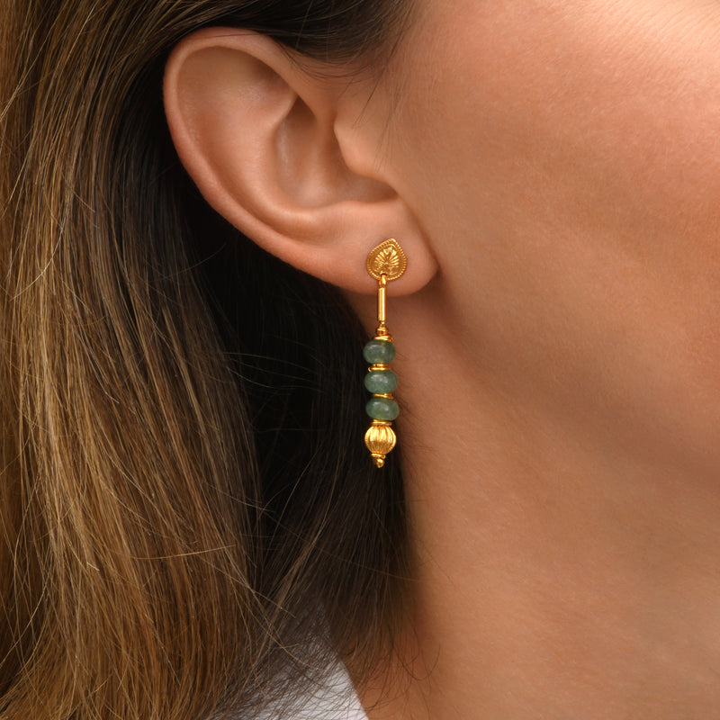 Avola Short Dangly Earring with Stud Fastening in Blue