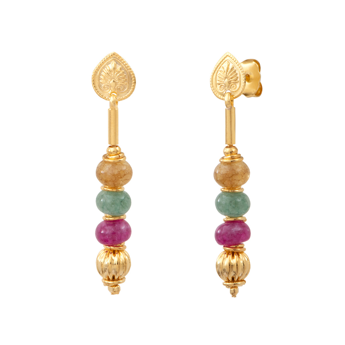 Avola Short Dangly Earring with Stud Fastening in Multi-Color