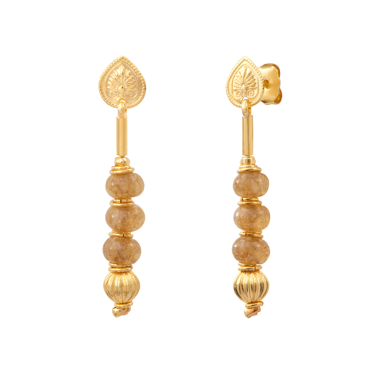 Avola Short Dangly Earring with Stud Fastening in Orange