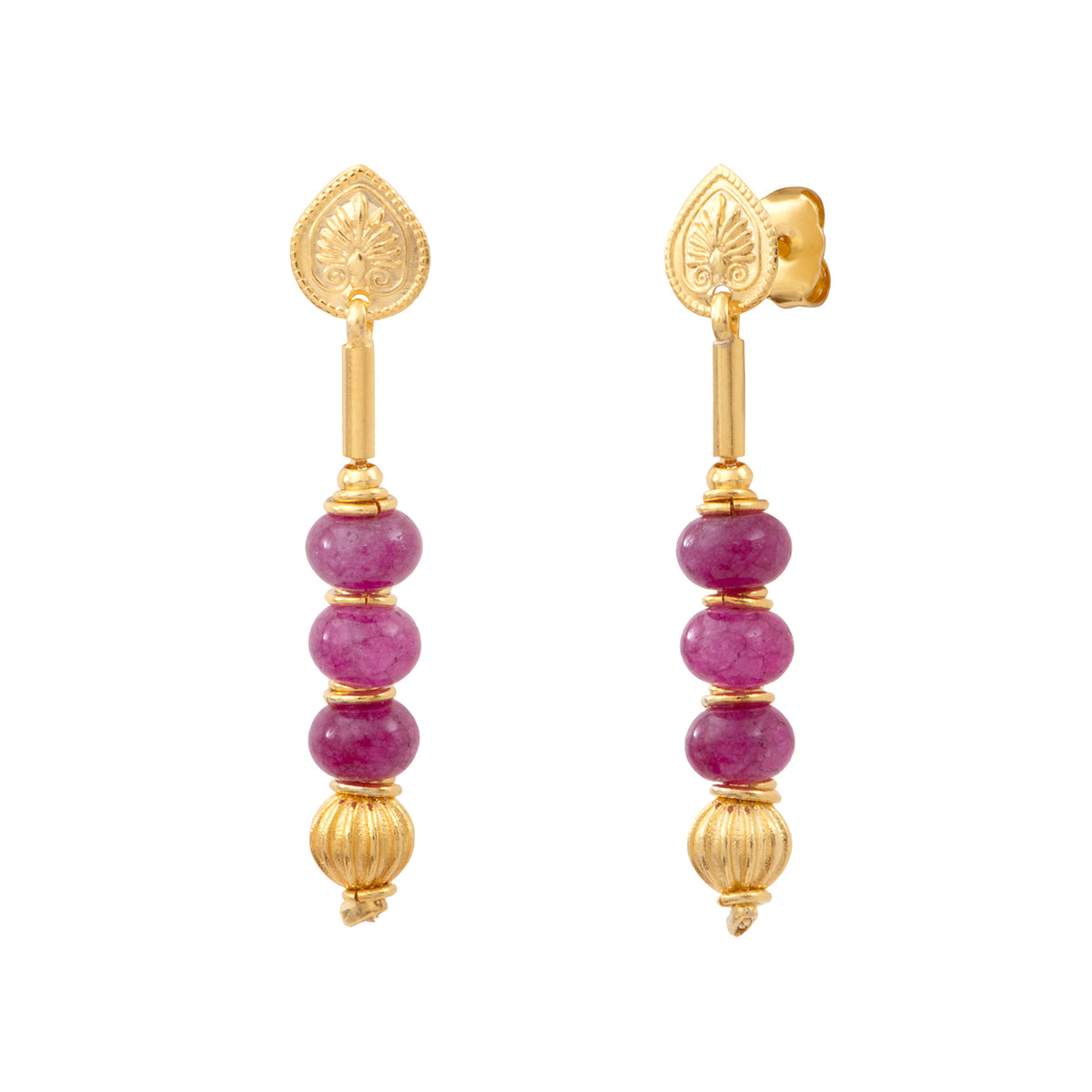 Avola Short Dangly Earring with Stud Fastening in Purple