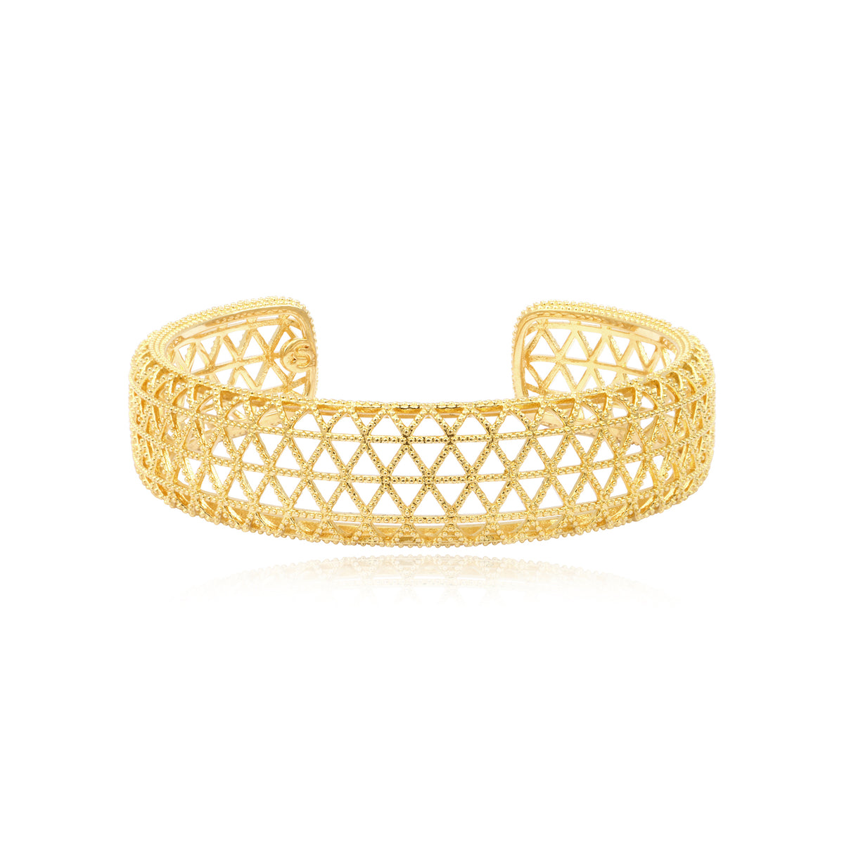Betty Fine Cuff Bracelet with Gold-Plated Chiseled Metal in Gold