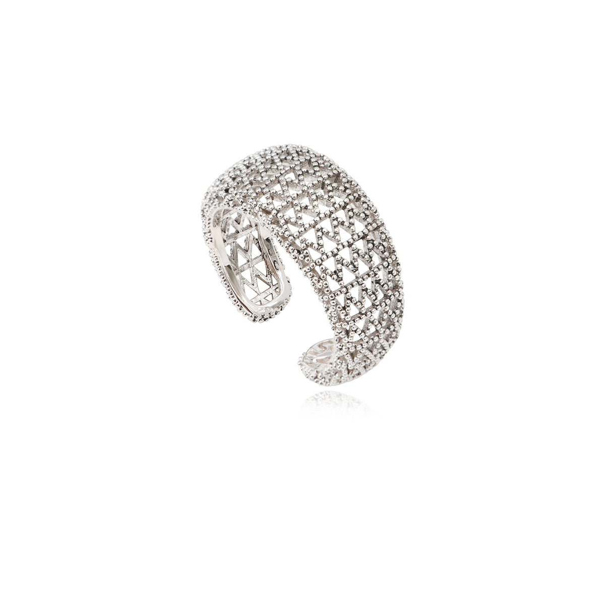 Betty Adjustable Ring with Silver-Plated Metal in Silver