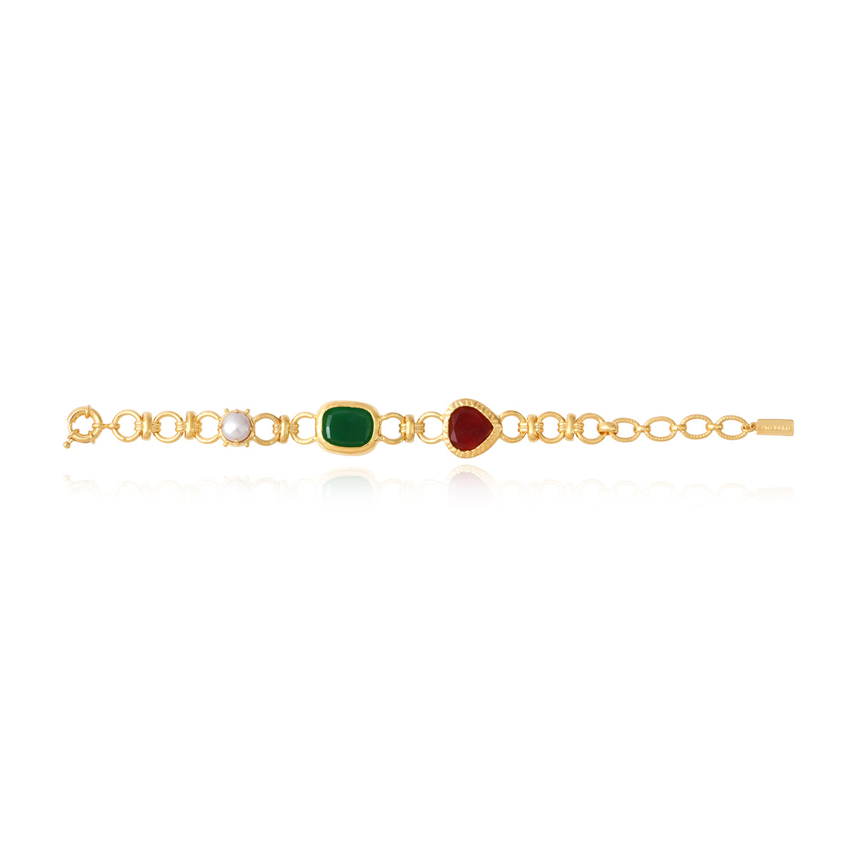 Bysance Bracelet With Round-Link Chain & Multicoloured Cabochons – Multi