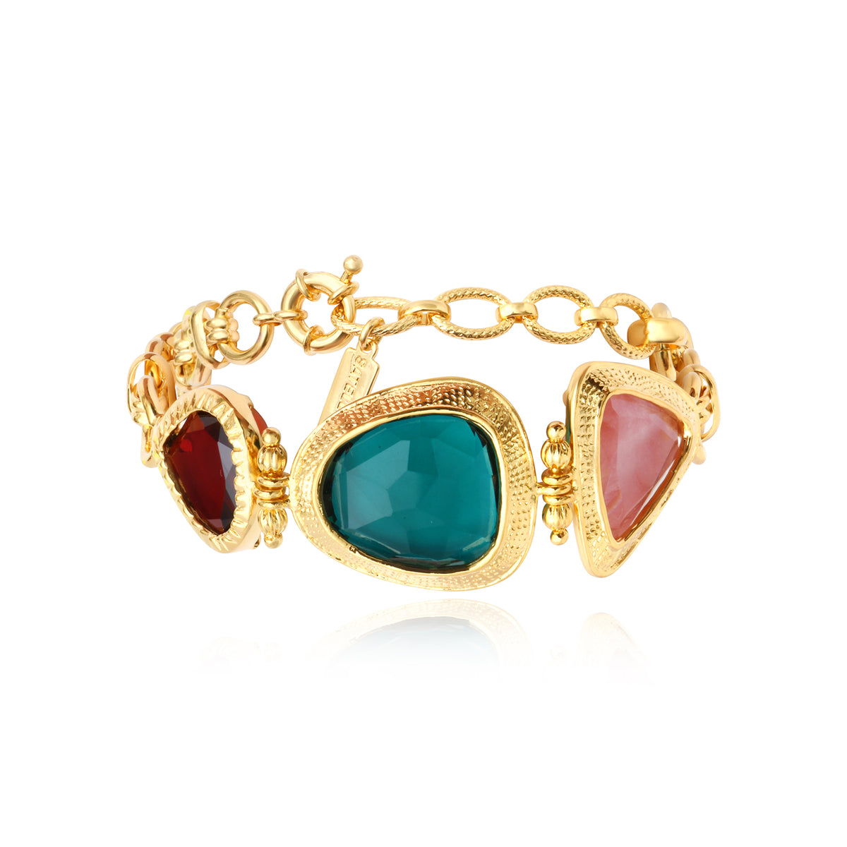 Bysance Bracelet With Round-Link Chain & Decorative Cabochons – Multi