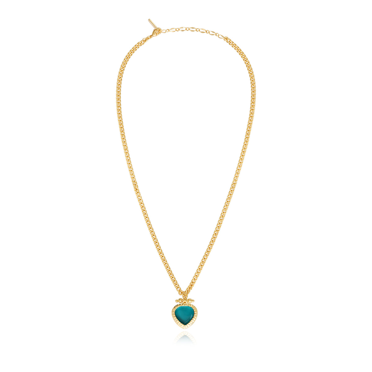 Bysance Necklace In Gold-Tone Metal With Pear-Shaped Cabochon – Blue