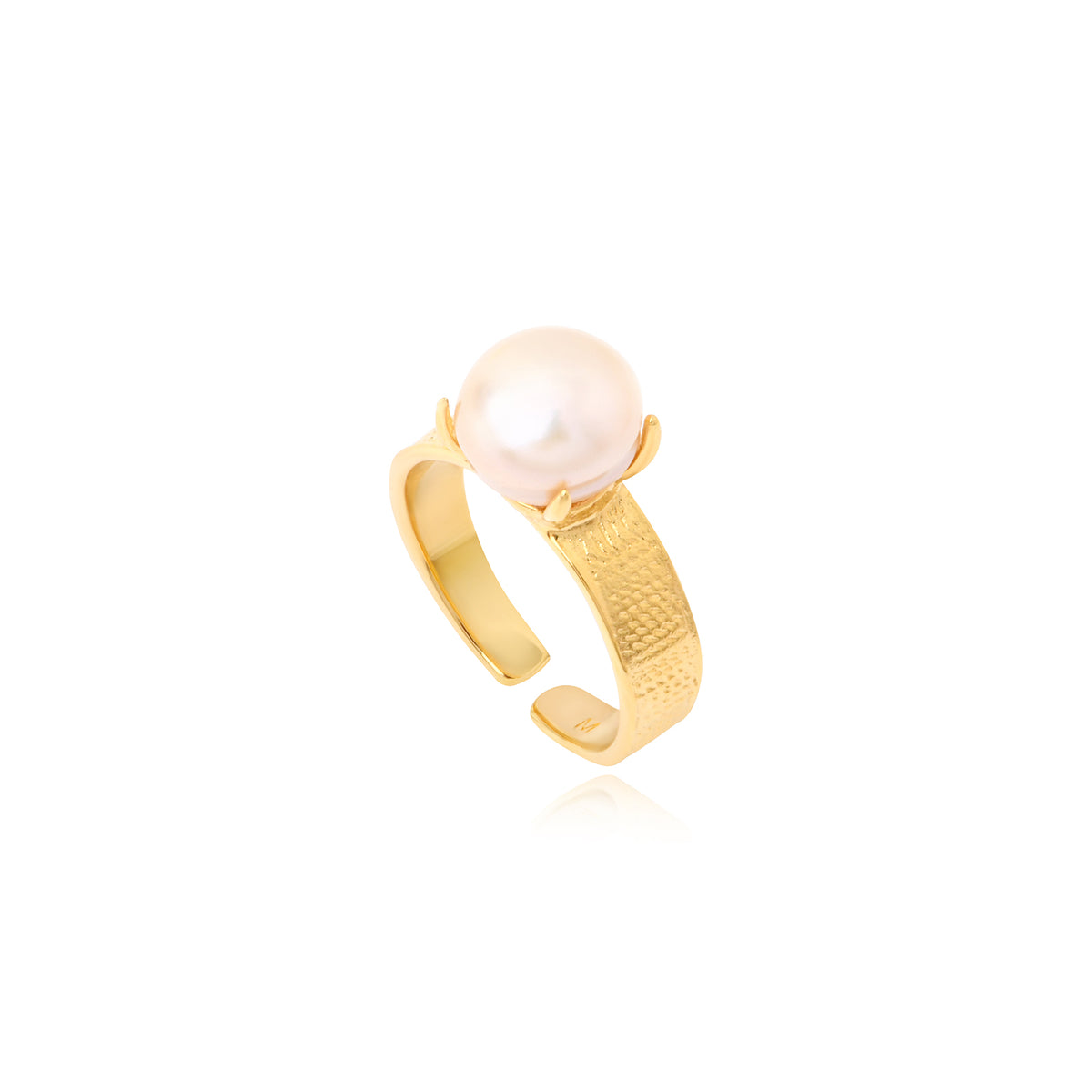 Bysance Adjustable Ring In Gold-Tone Metal With Freshwater Pearl – Pearl
