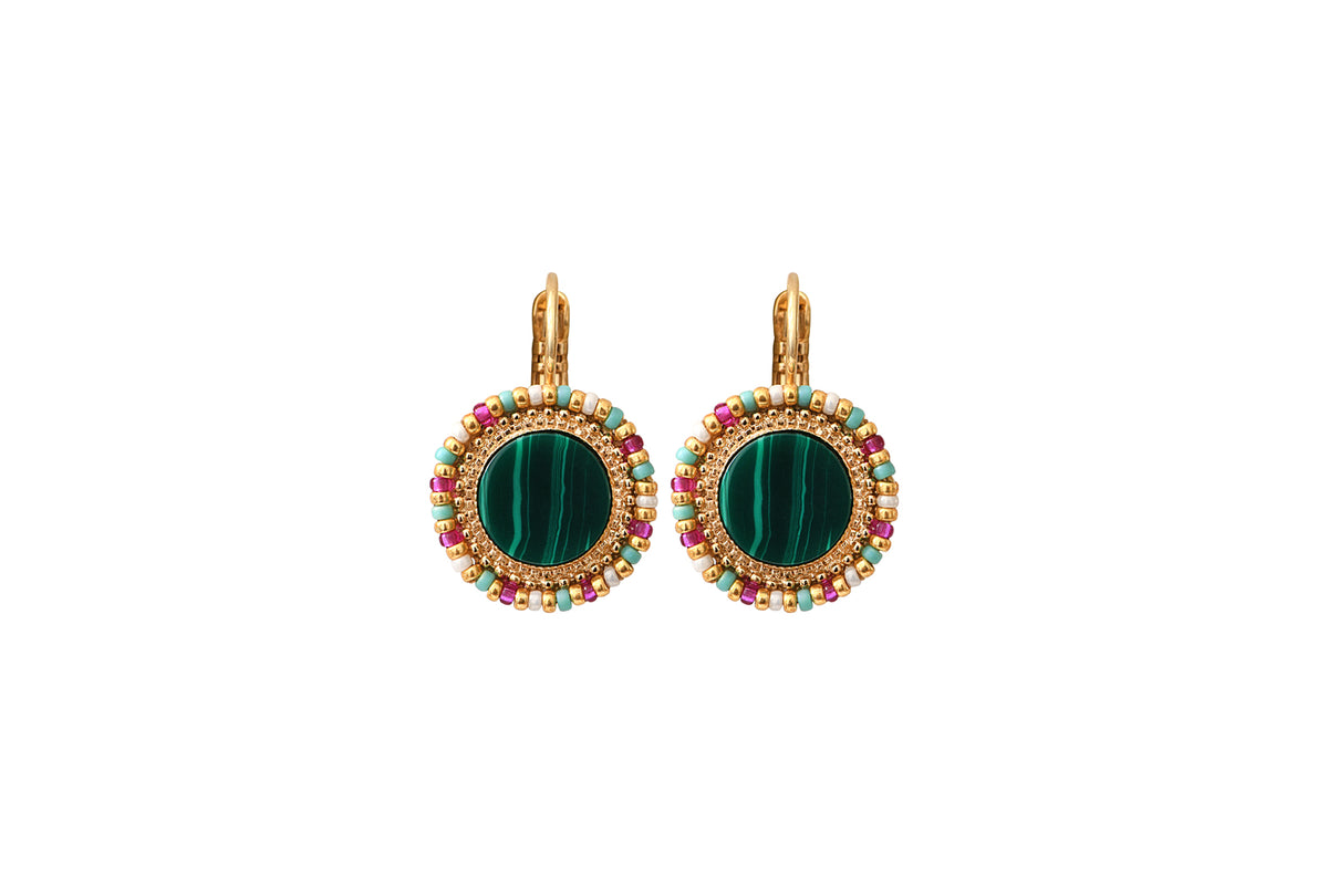 Claudia Feminine Bead Earrings in Green
