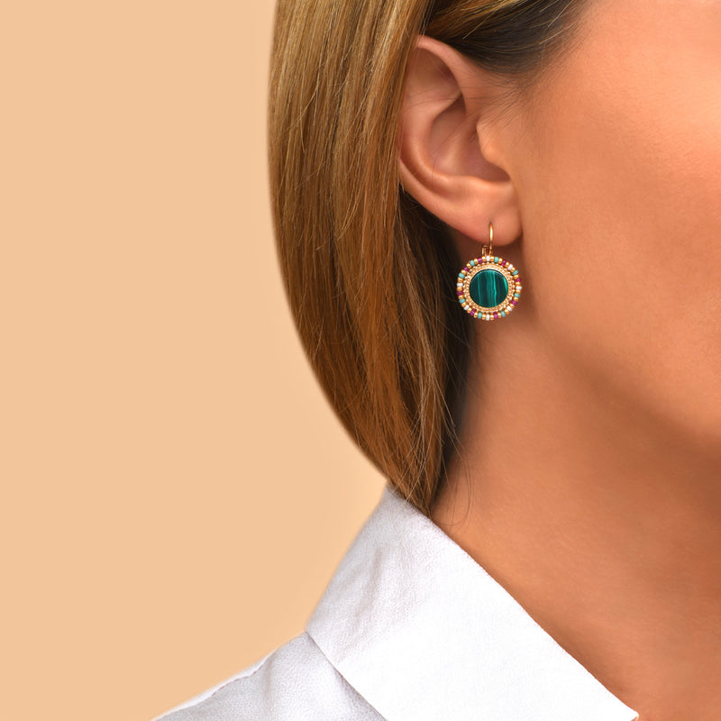Claudia Feminine Bead Earrings in Green