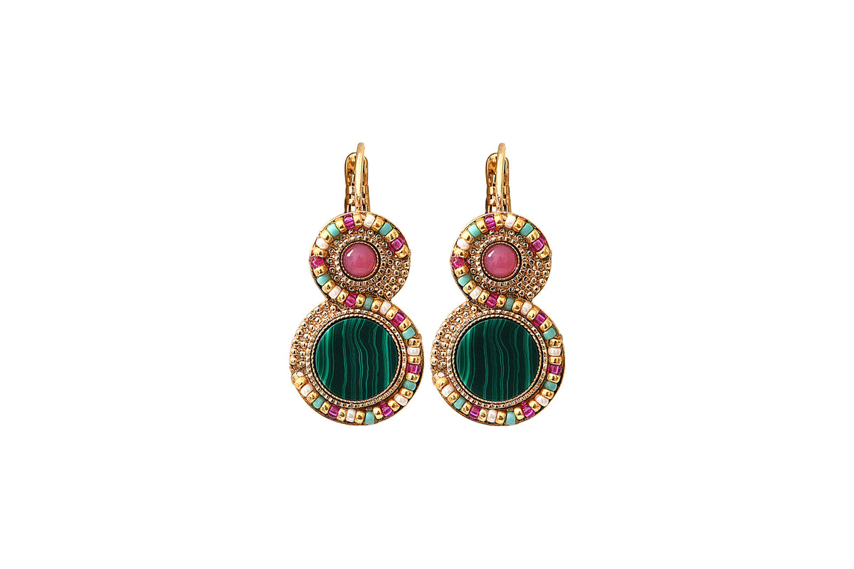 Claudia Chic Bead Earrings in Green