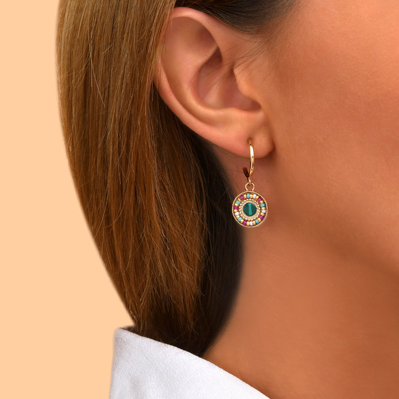 Claudia Sophisticated Hardstone Stud Earrings in Green