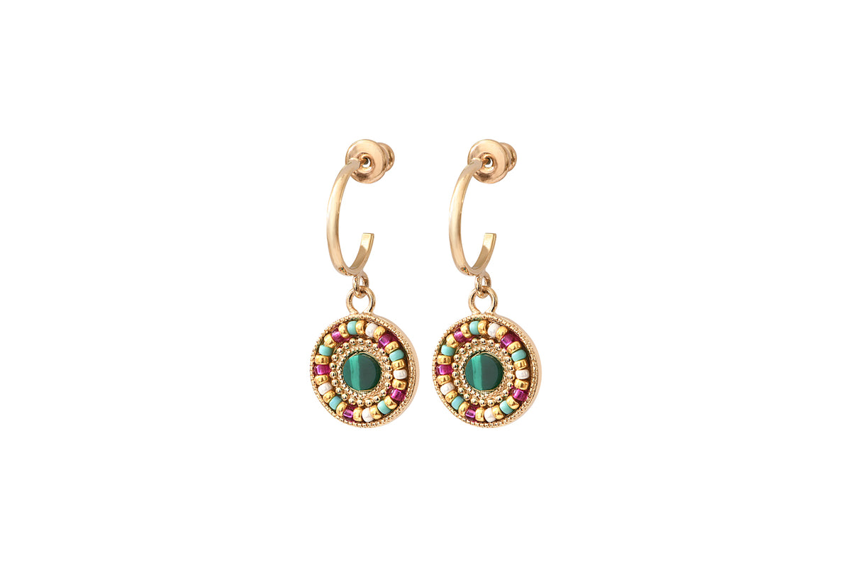 Claudia Sophisticated Hardstone Stud Earrings in Green