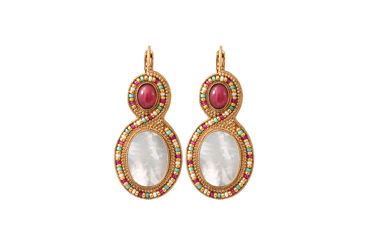 Claudia Chic Cabochon Earrings in Mother-Of-Pearl