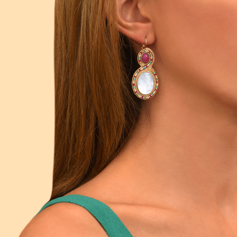 Claudia Chic Cabochon Earrings in Mother-Of-Pearl