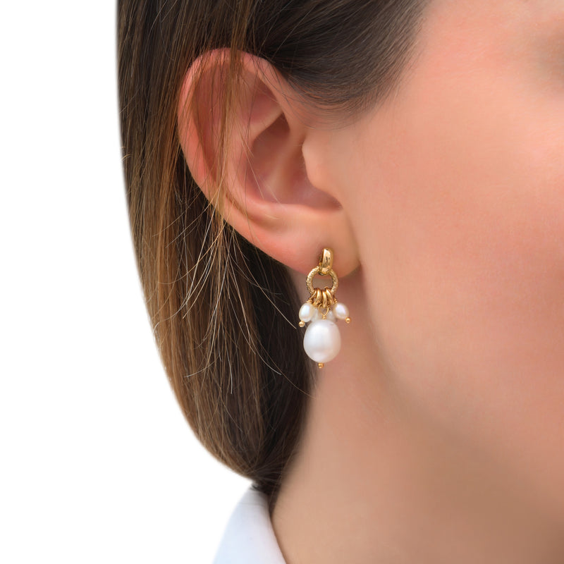 Annella Sophisticated Freshwater Pearl Earrings For Pierced Ears in White