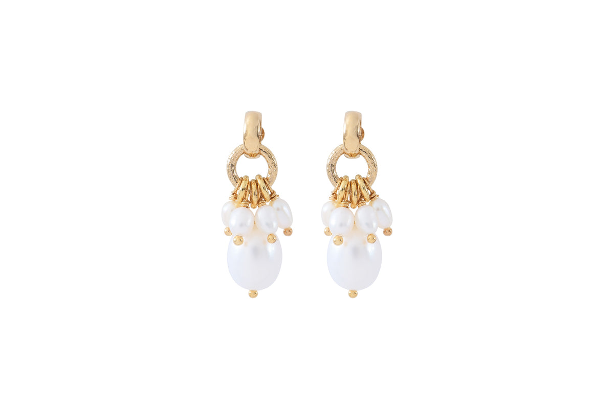 Annella Sophisticated Freshwater Pearl Earrings For Pierced Ears in White