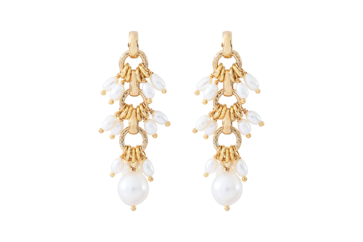Annella Feminine Freshwater Pearl Earrings For Pierced Ears in White