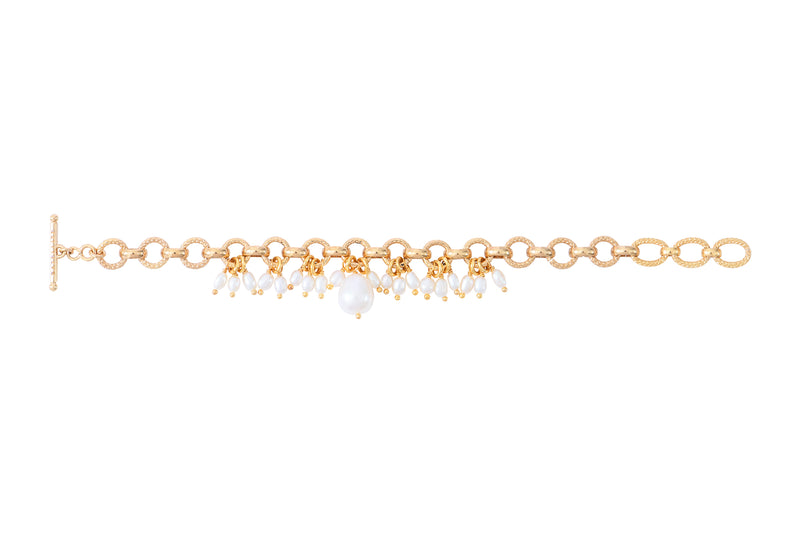 Annella Elegant Freshwater Pearl Flexible Bracelet in White