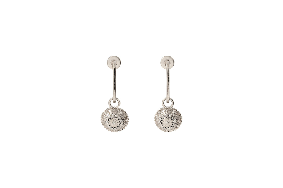 Farah Beautiful Metal & Prestige Crystal pierced Stud Earrings in Silver-plated