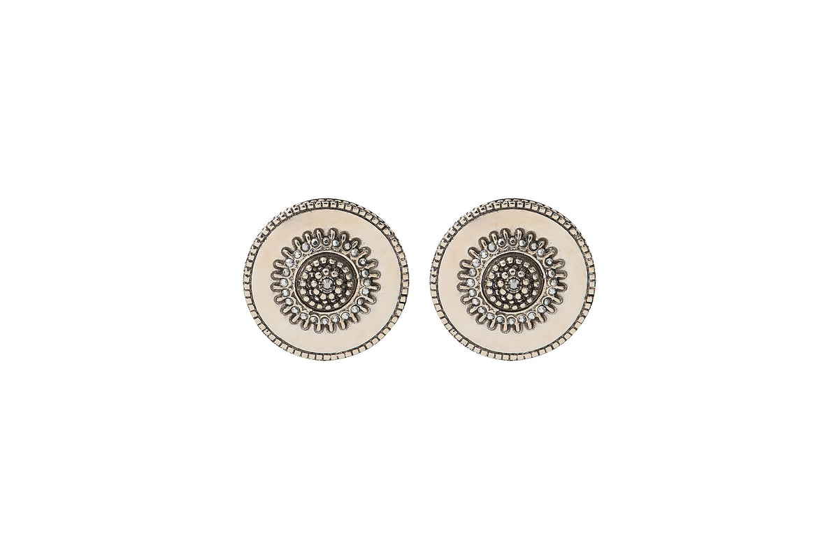 Farah Beautiful Metal & Prestige Crystal Clip-on Earrings in Silver-plated
