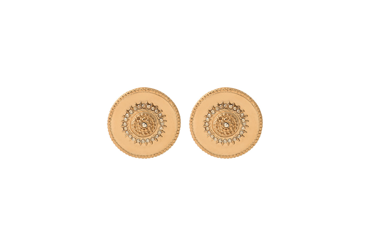 Farah Chic Metal & Prestige Crystal Clip-on Earrings in Gold-plated
