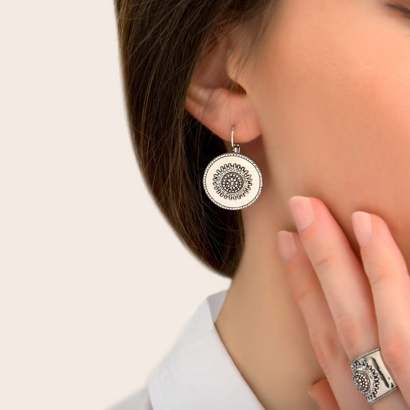 Farah Modern Metal & Prestige Crystal pierced Earrings in Silver-plated
