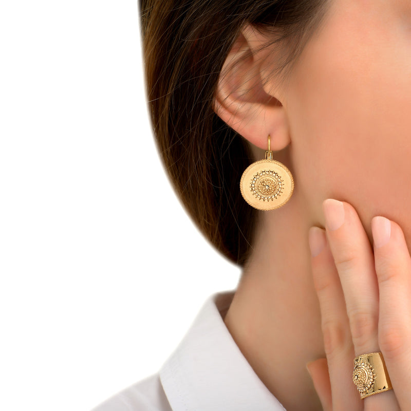 Farah Chic Metal & Prestige Crystal pierced Earrings in Gold-plated