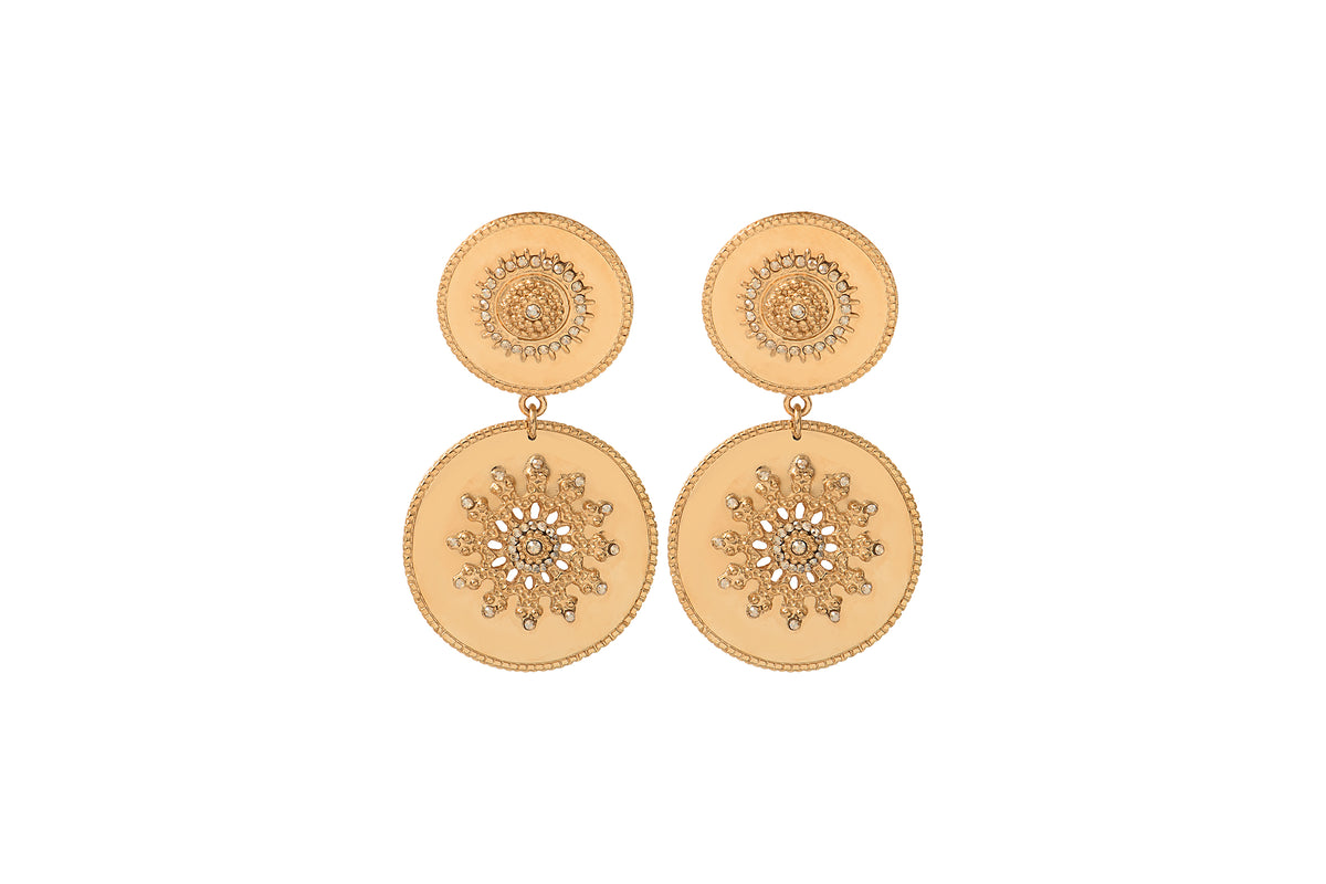 Farah Sunny Metal & Prestige Crystal Clip-on Earrings in Gold-plated