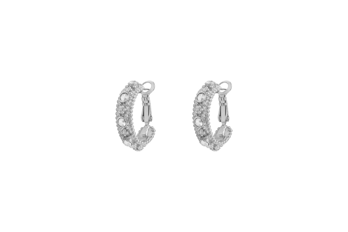 Farah Baroque Prestige Crystal Hoop pierced Earrings in Silver-plated