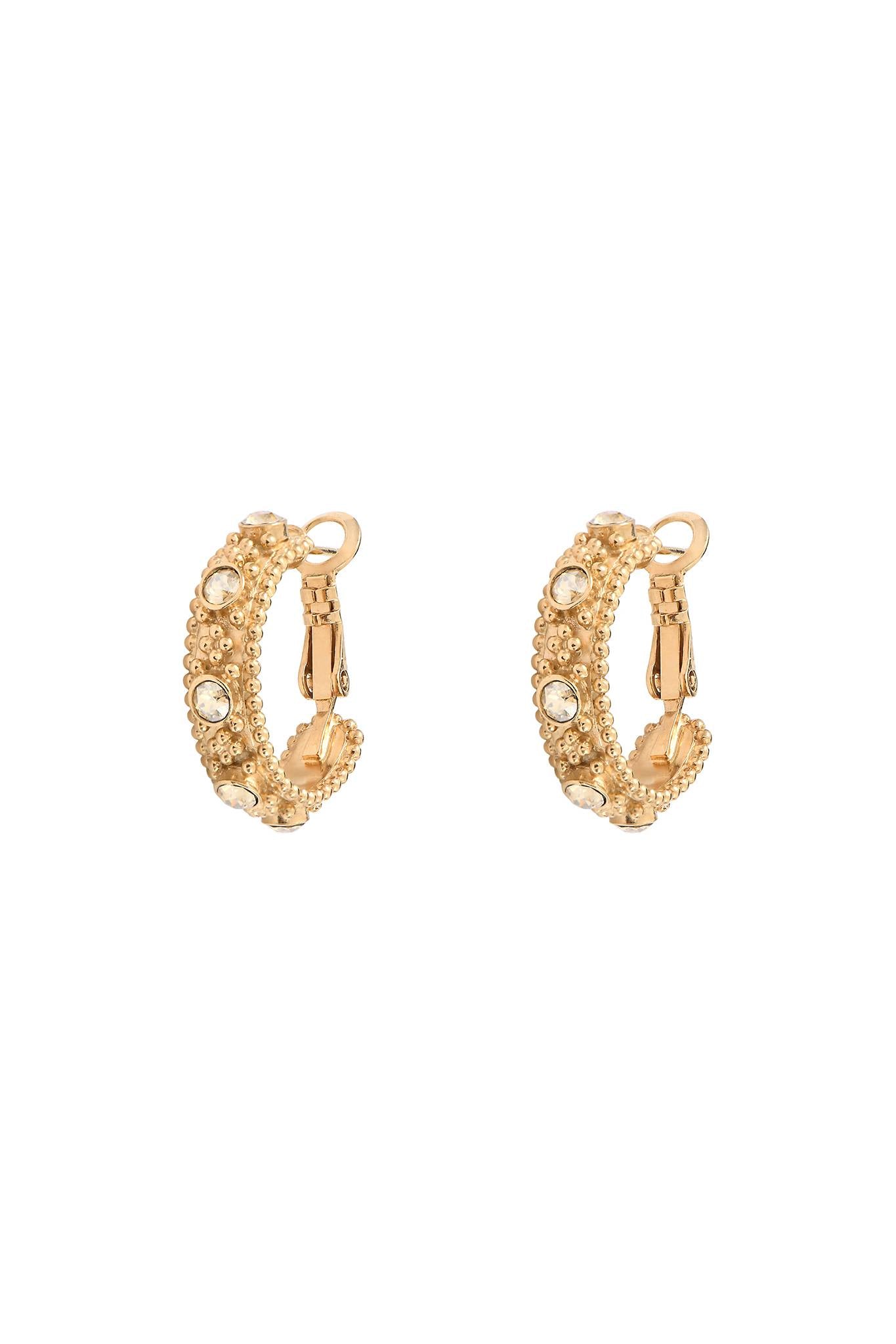 Farah Baroque Prestige Crystal Hoop pierced Earrings in Gold