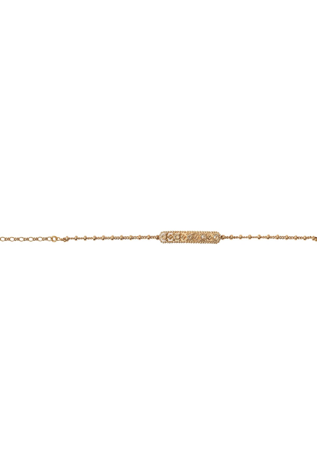 Farah Glamorous Metal & Prestige Crystal Flexible Bracelet in Gold-Plated