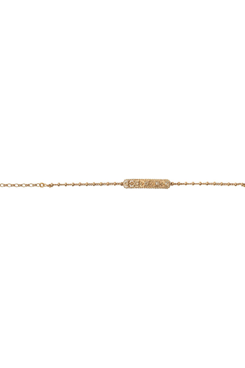 Farah Glamorous Metal & Prestige Crystal Flexible Bracelet in Gold-Plated