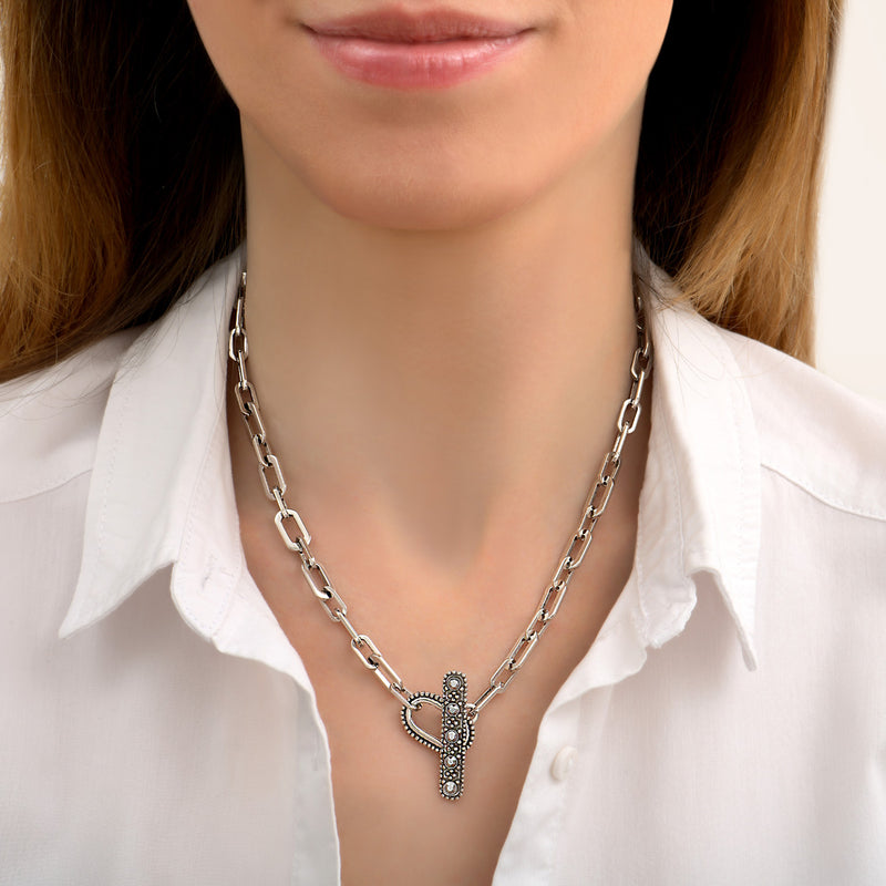 Farah Rock Metal & Prestige Crystal Chain Necklace in Silver-Plated