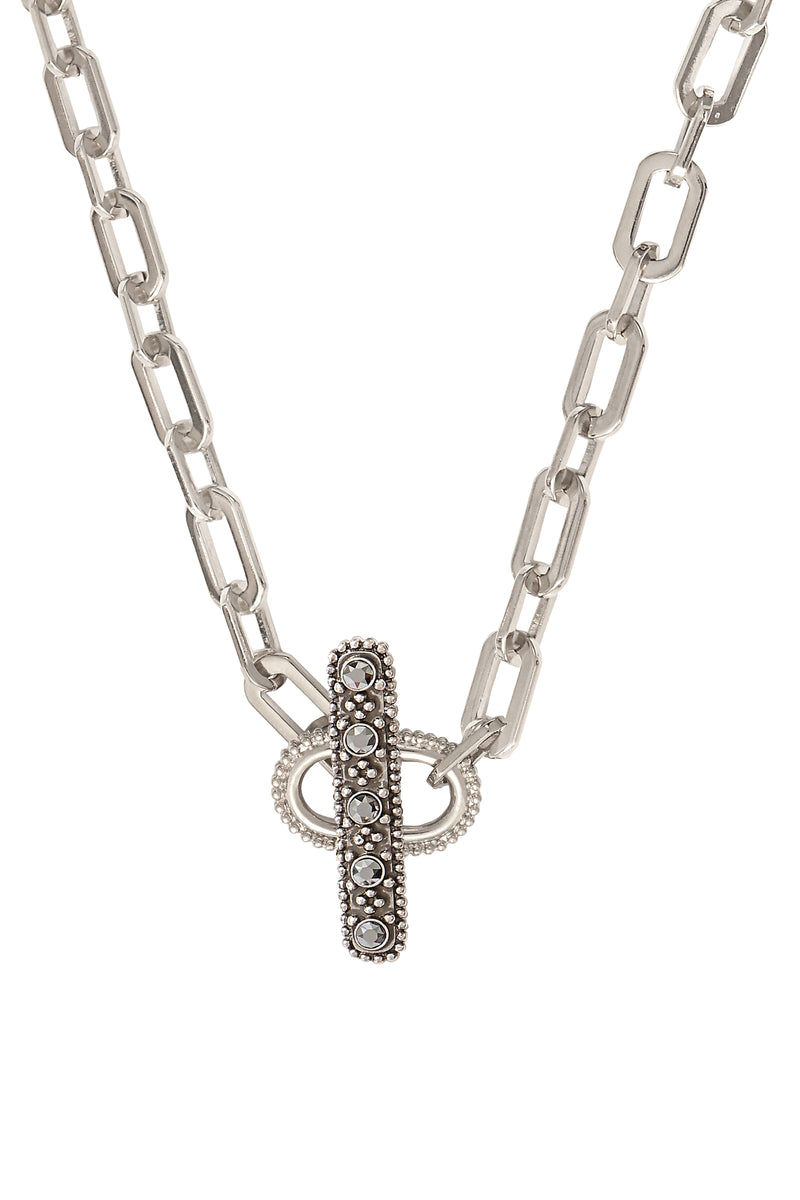 Farah Rock Metal & Prestige Crystal Chain Necklace in Silver-Plated