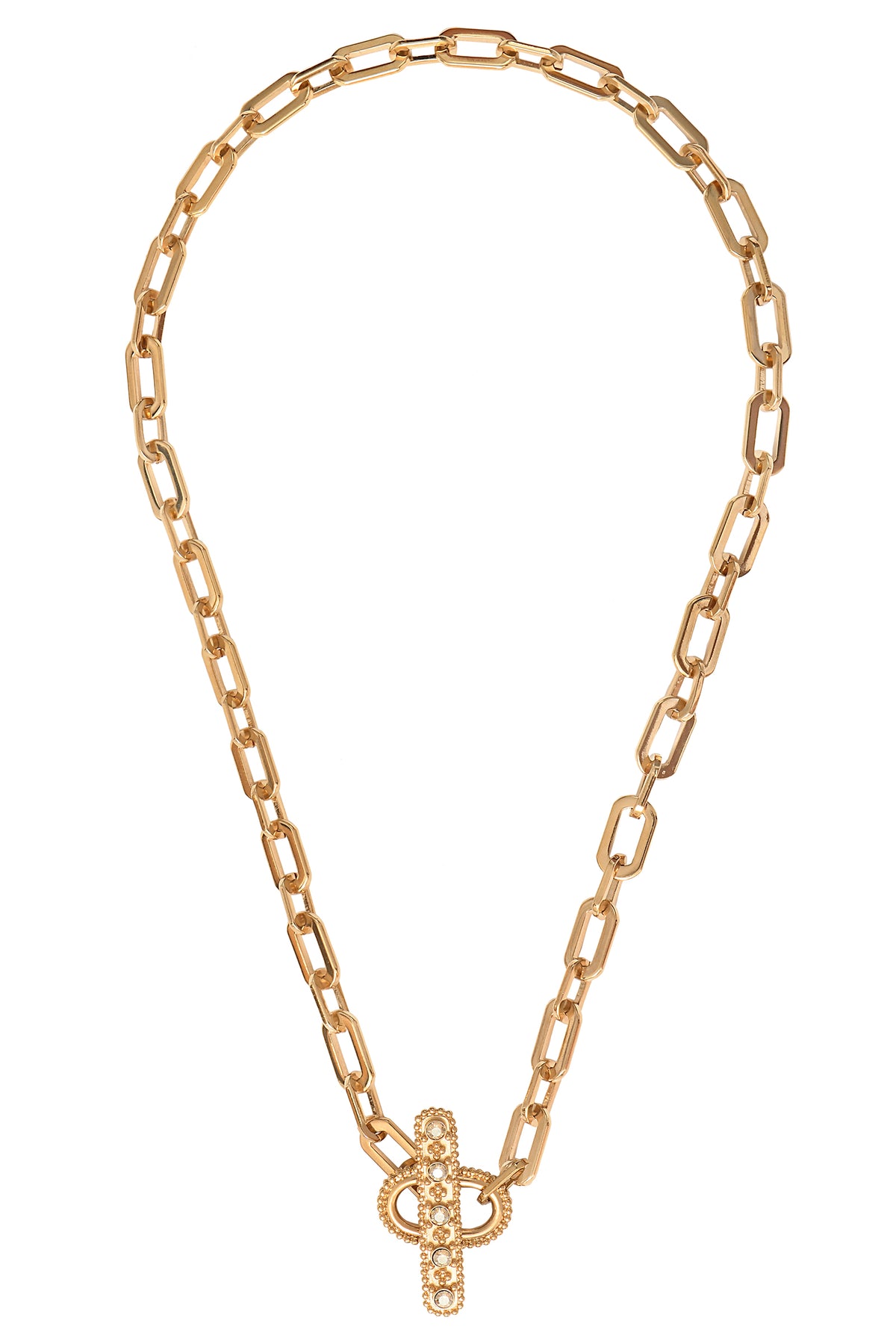 Farah Beautiful metal and Prestige crystal chain necklace in Gold-plated