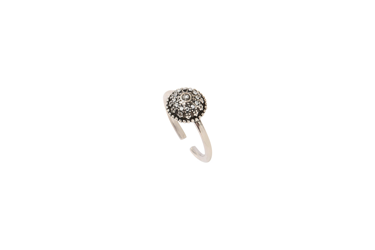 Farah Classic Metal & Prestige Crystal Adjustable Ring in Silver-Plated