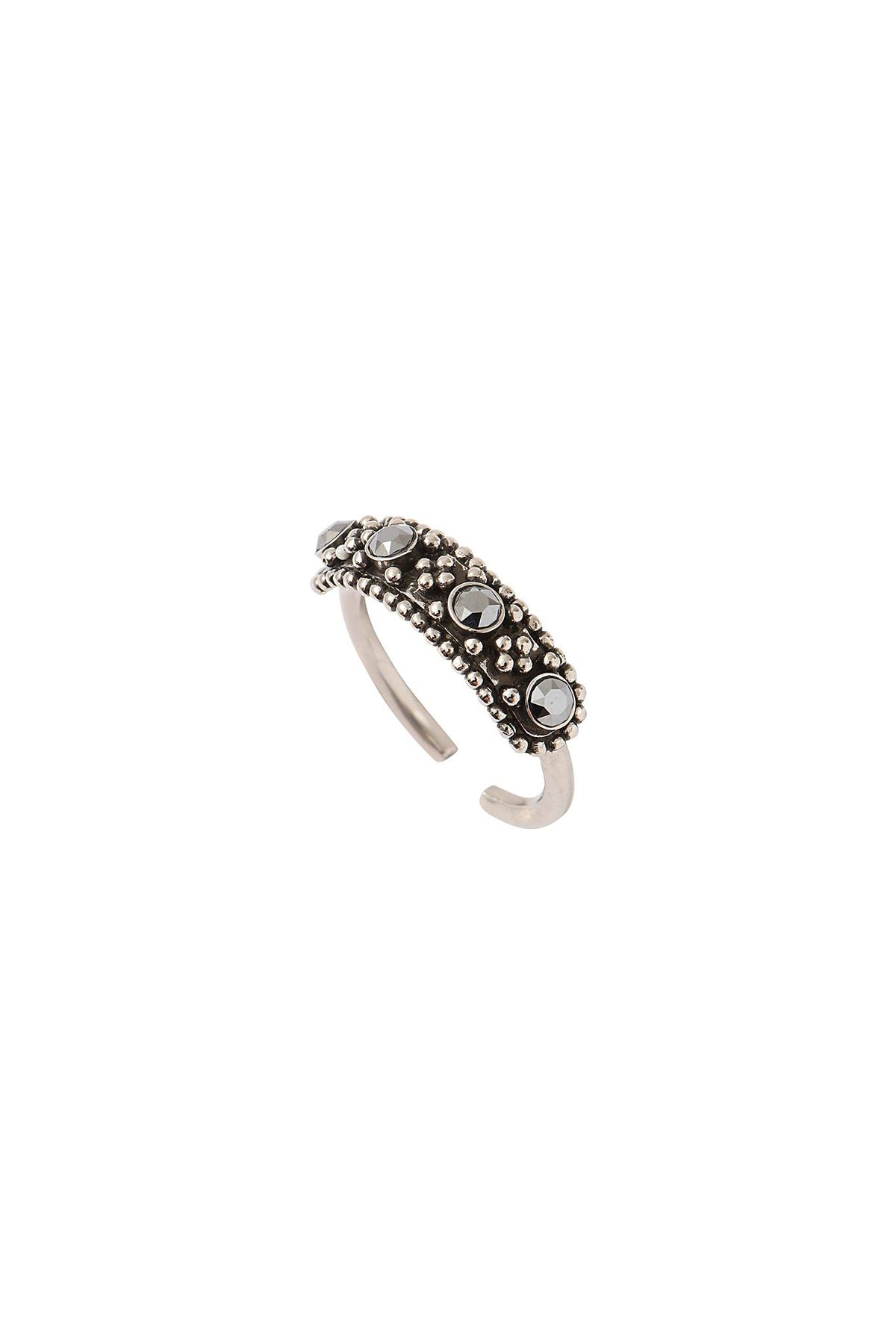 Farah Elegant Metal & Prestige Crystal Adjustable Ring in Silver Plated