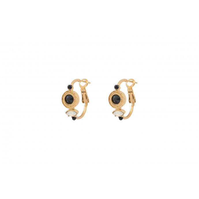 Fujita Feminine Onyx Crystal Hoop Earrings in White