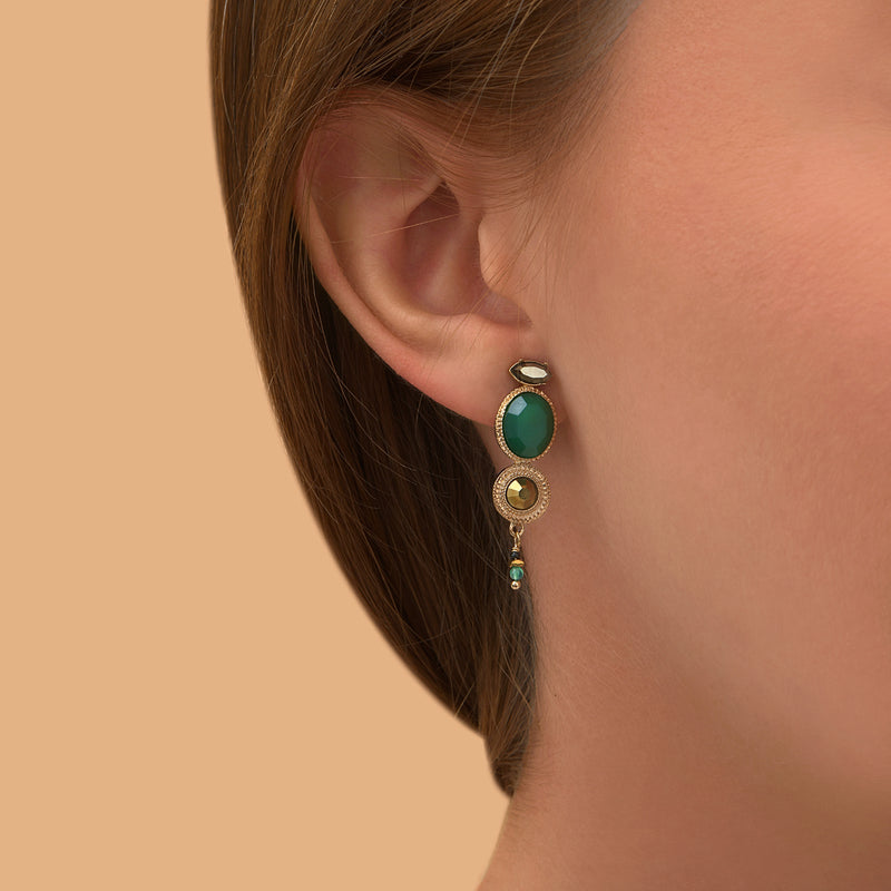 Fujita Feminine Agate Crystal Clip-on Earrings in Green