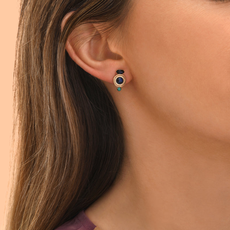 Fujita Feminine Turquoise Crystal Pierced Earrings in Blue