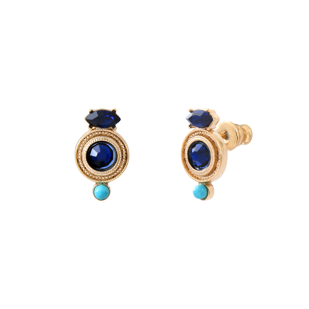Fujita Feminine Turquoise Crystal Pierced Earrings in Blue