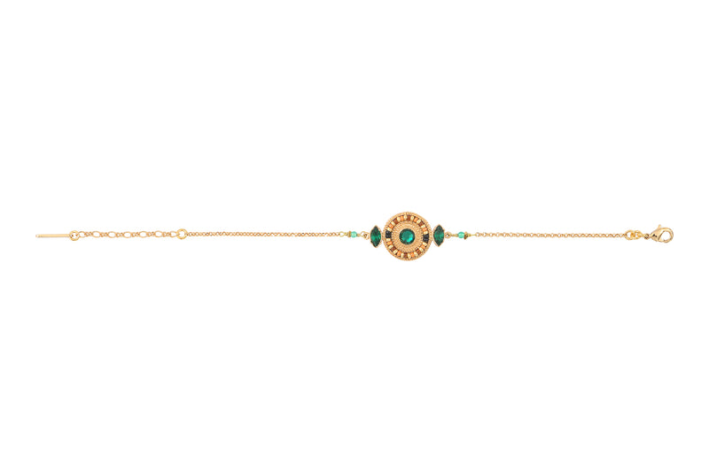 Fujita Chic Agate & Japanese Seed Bead Adjustable Bracelet in Green