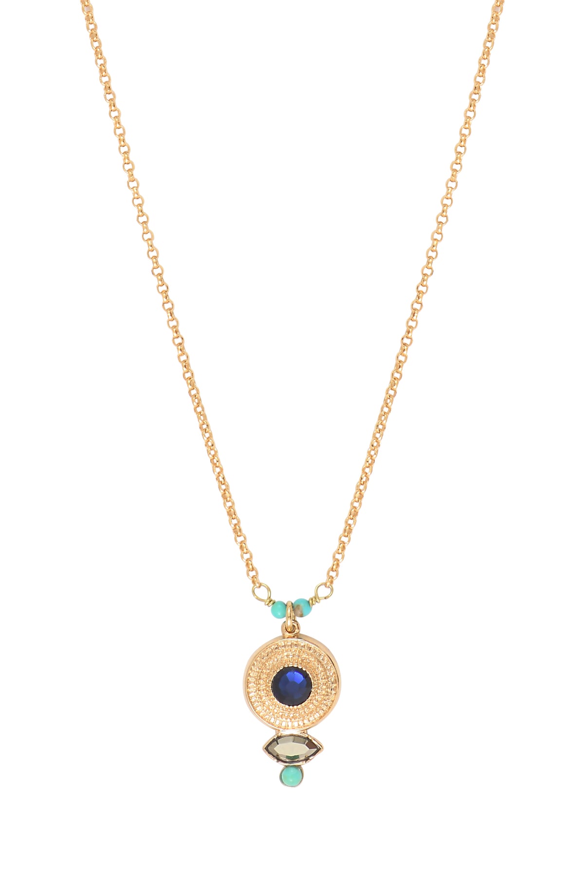 Fujita On-Trend Turquoise Crystal Pendant Necklace in Blue