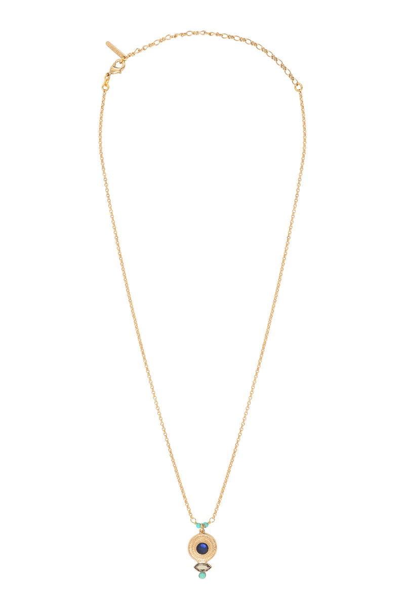 Fujita On-Trend Turquoise Crystal Pendant Necklace in Blue